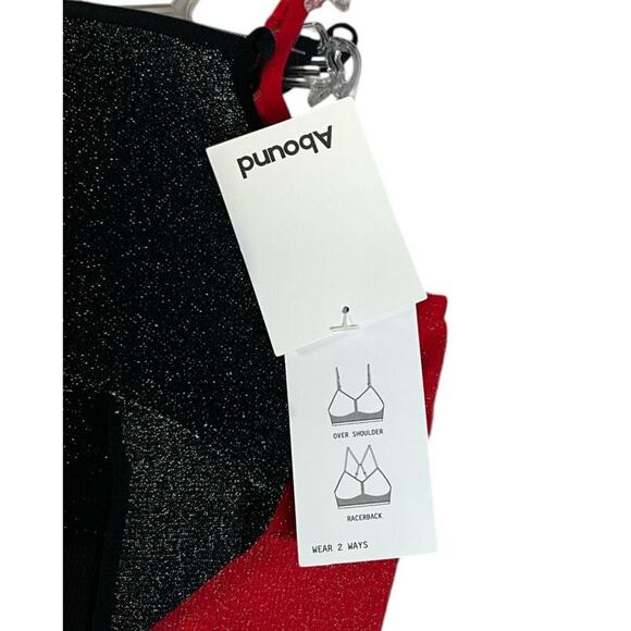 Abound 2 Pack NWT Padded Sports Bras Red & Black Shimmer Size Small Wear 2 Ways - Picture 5 of 8